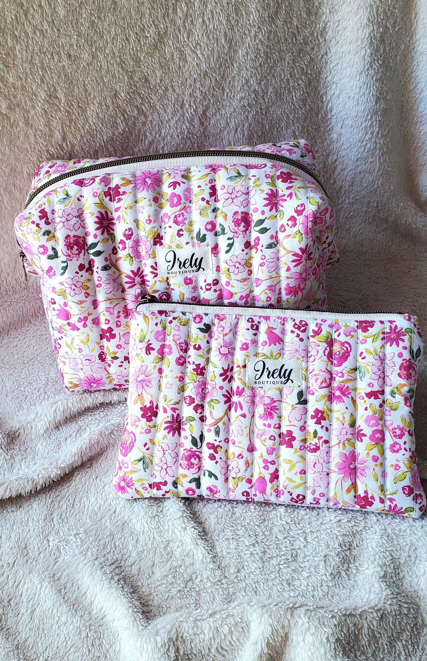 Pink Floral Cosmetic Bag