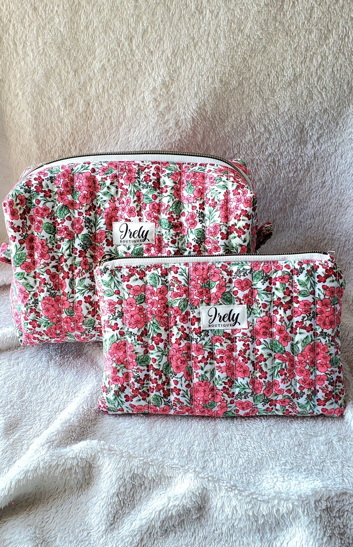 Red Floral Cosmetic Bag