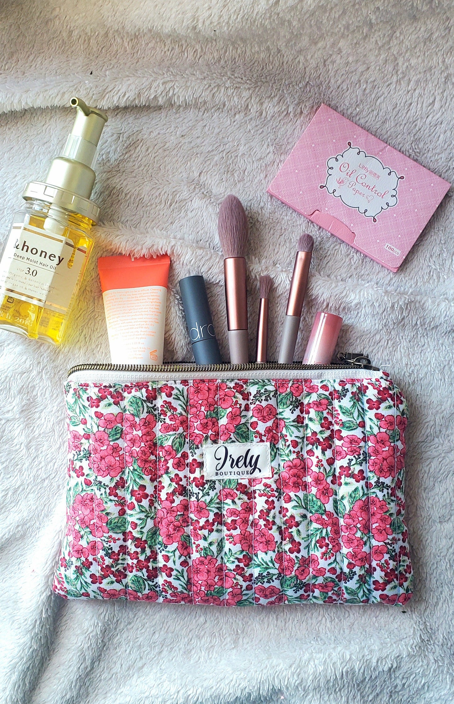 Red Floral Pouch