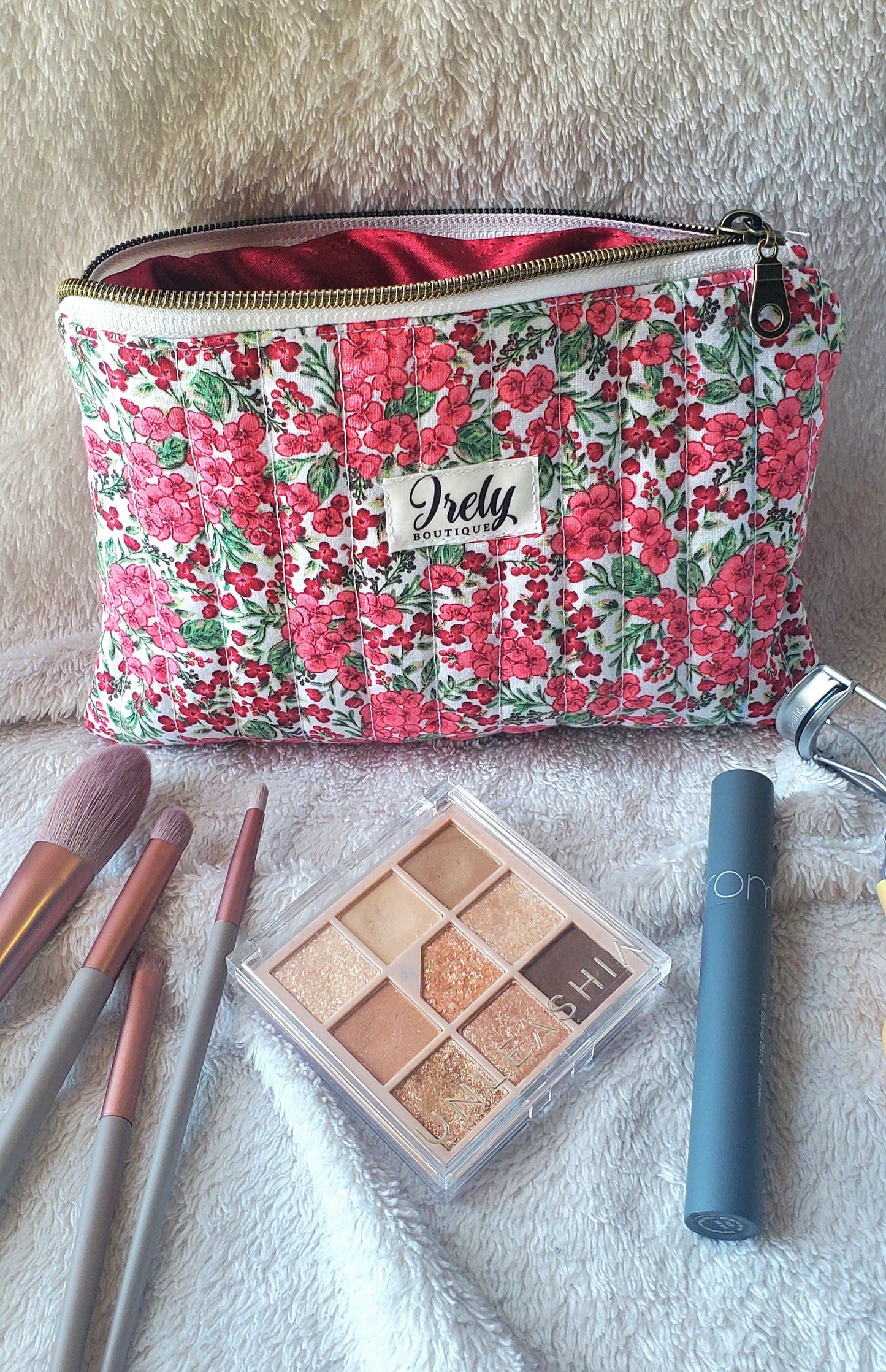 Red Floral Pouch