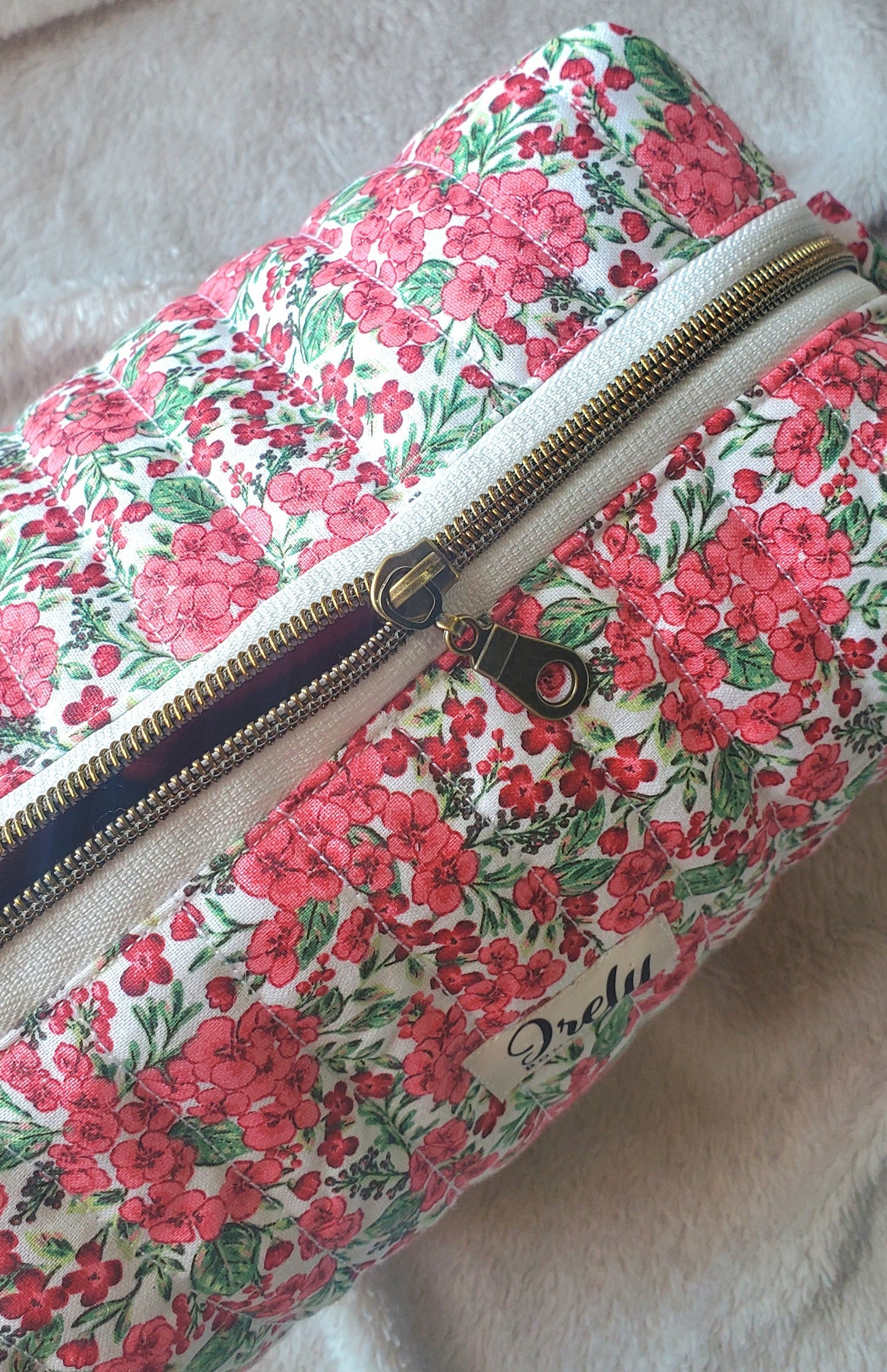 Red Floral Cosmetic Bag