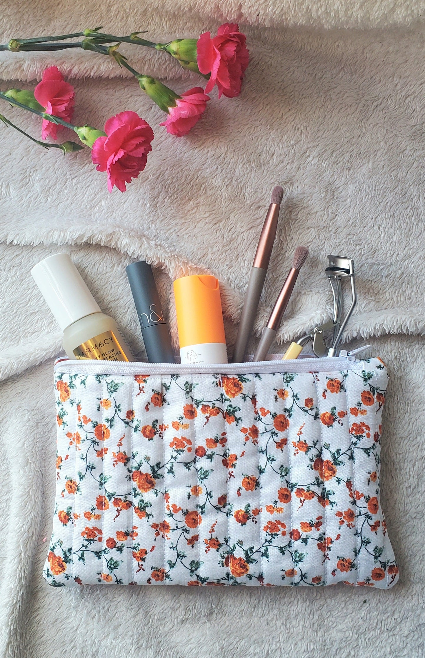 Orange Floral Pouch
