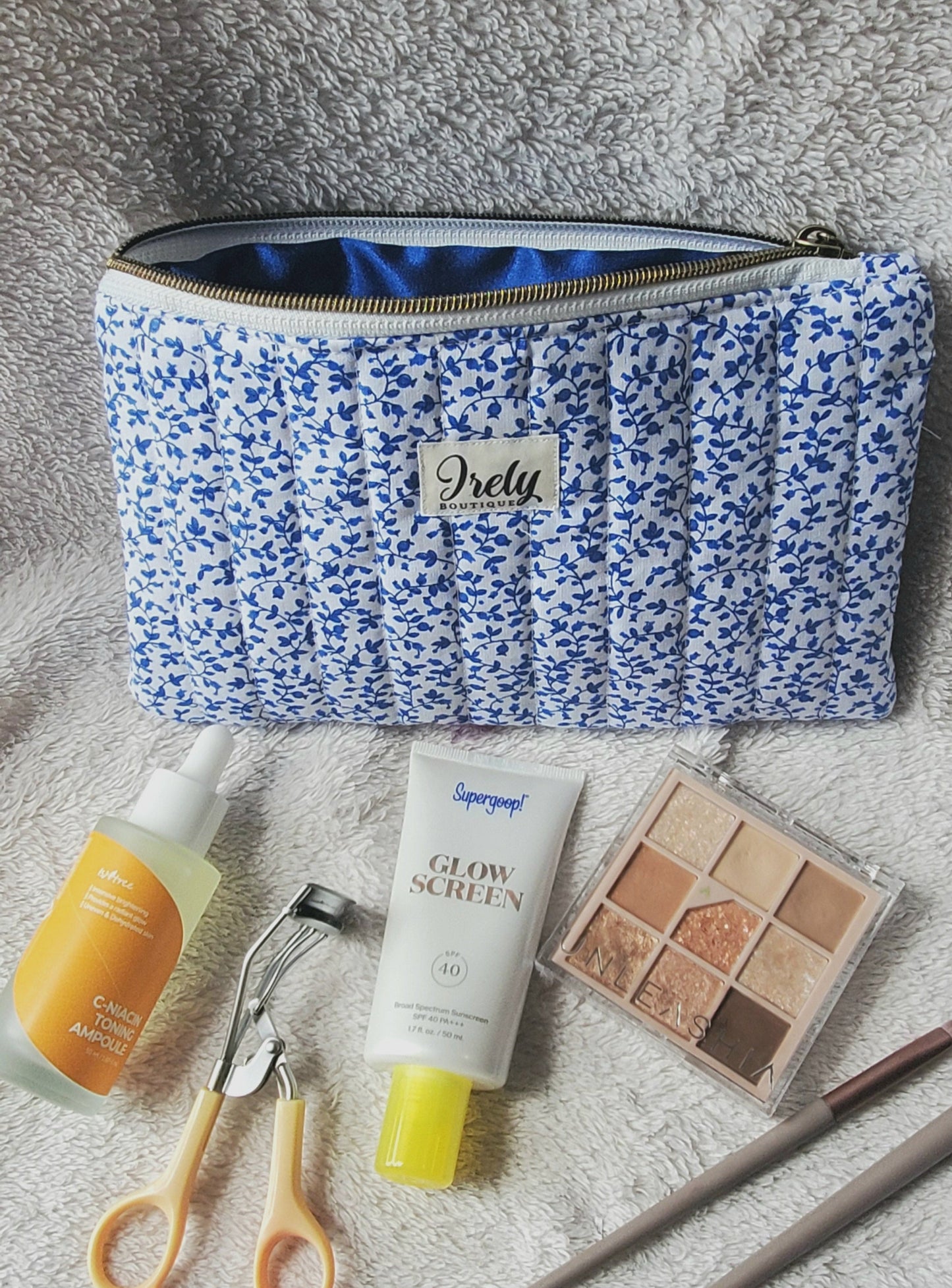 Navy Blue Calico Pouch
