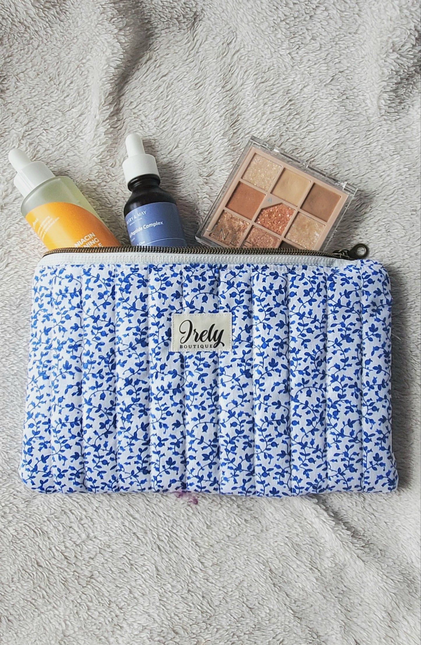 Navy Blue Calico Pouch