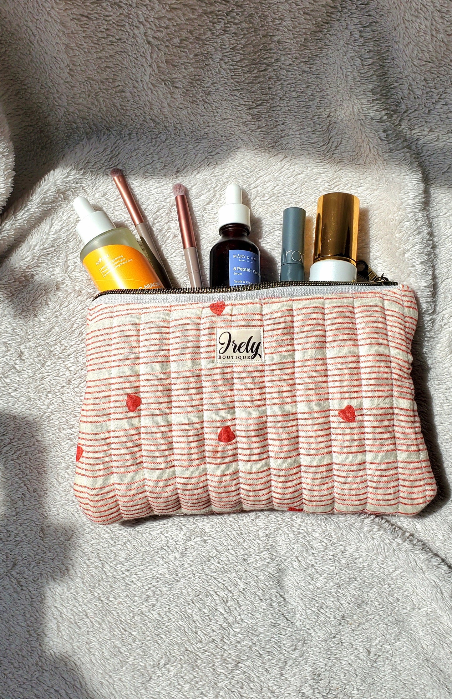 Striped Heart Pouch