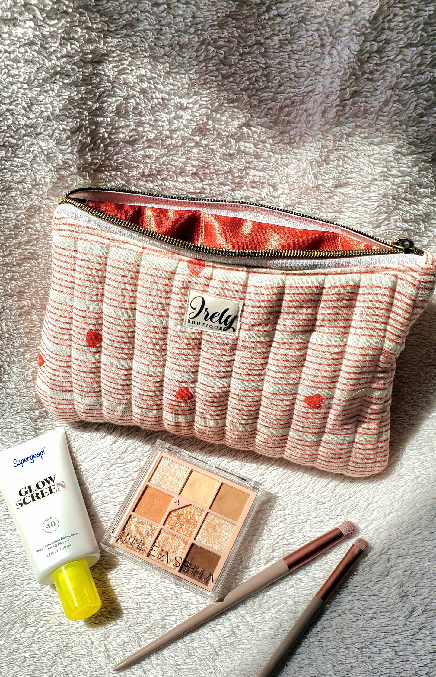 Striped Heart Pouch