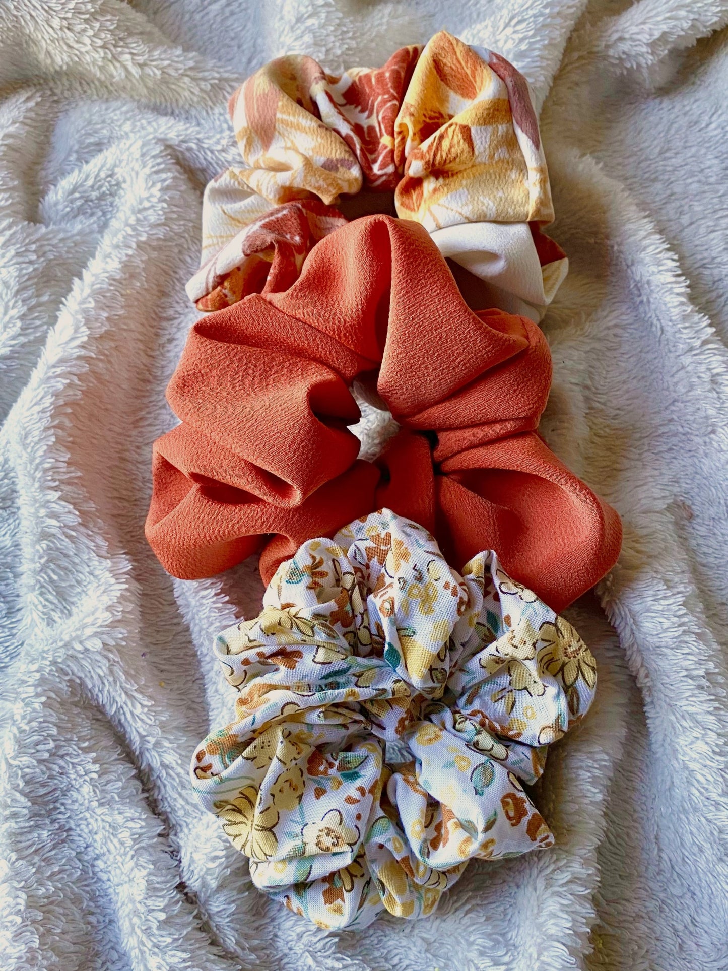 Cute fall floral cotton medium scrunchie