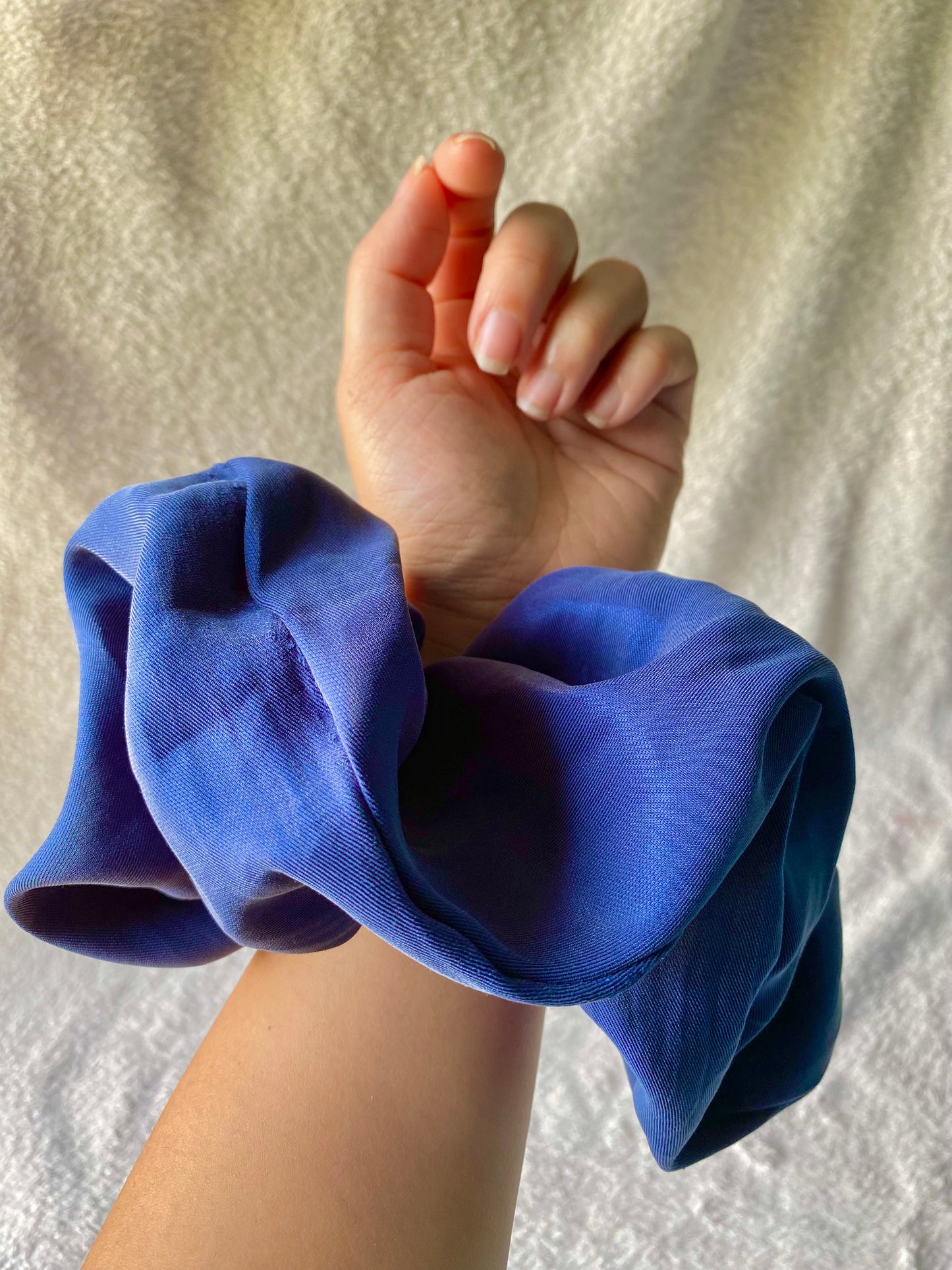 Blue Shimmer Satin, XL Scrunchie