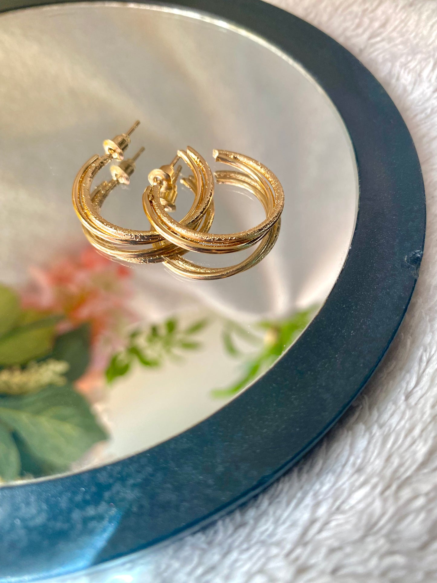 Gold Shimmery Intertwined Hoops