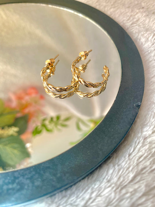 Gold Braided Hoops