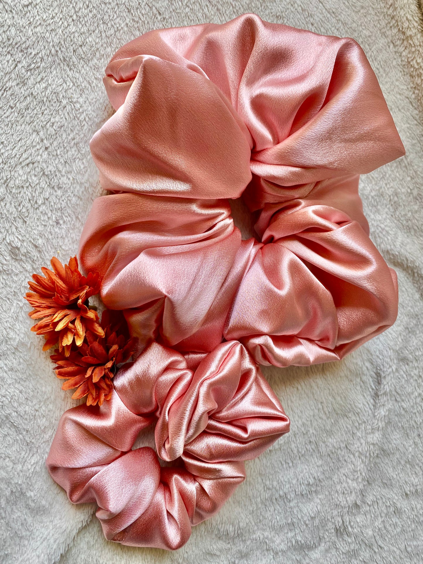 Pink Satin, XL Scrunchie