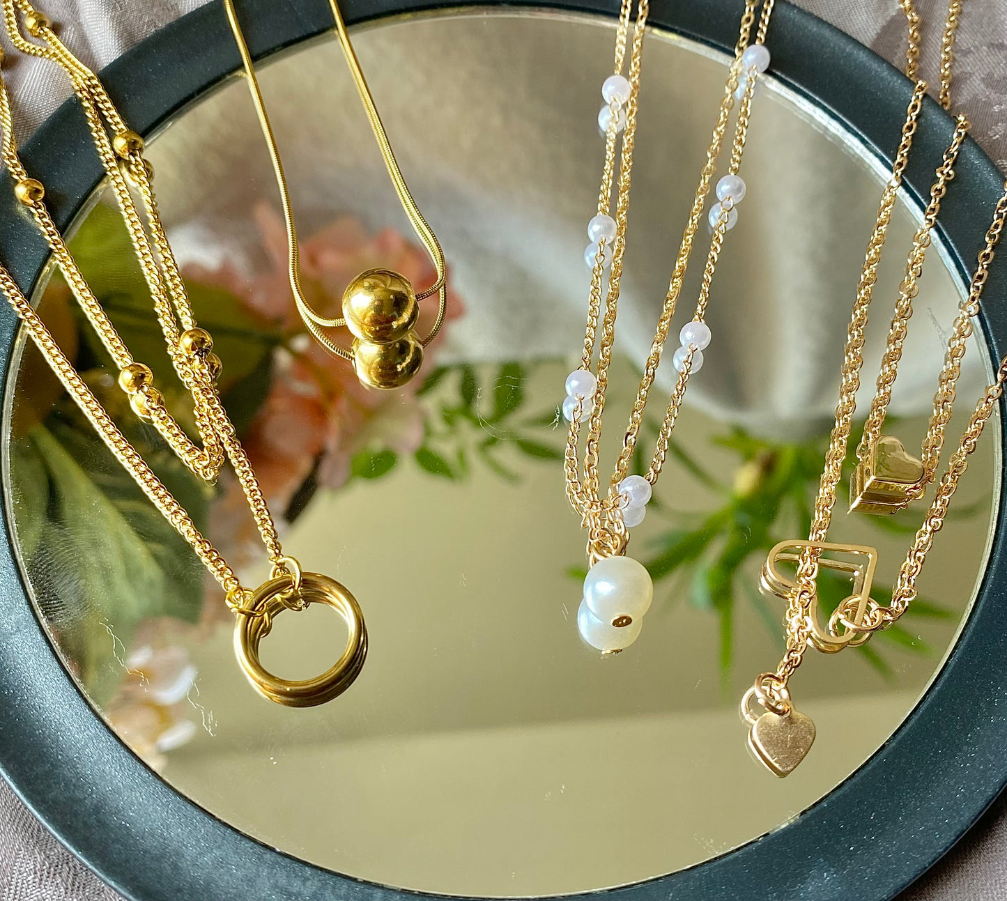 Beaded Ball Circle Necklace
