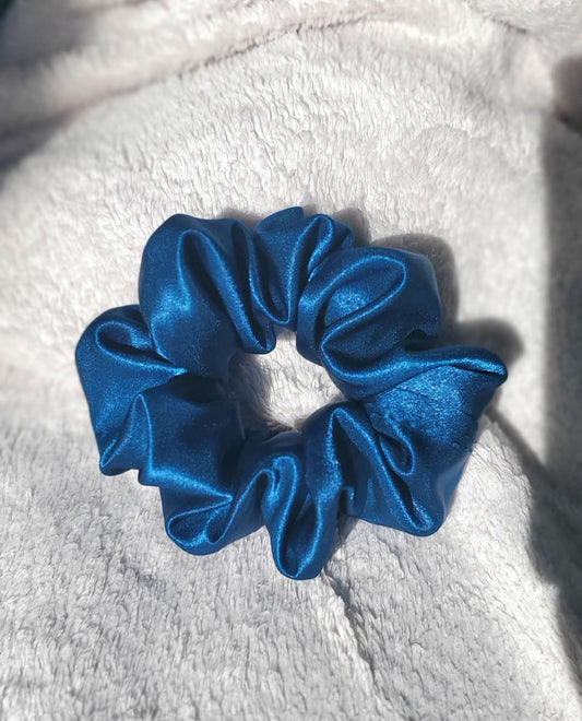 Teal Satin, M Scrunchie