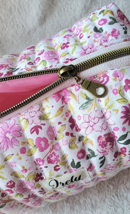 Pink Floral Cosmetic Bag
