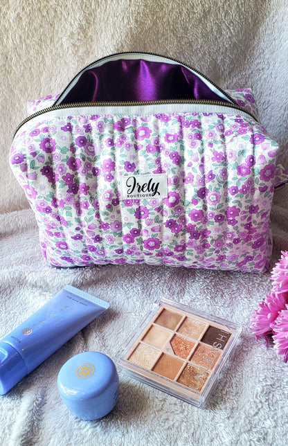 Purple Floral Cosmetic Bag