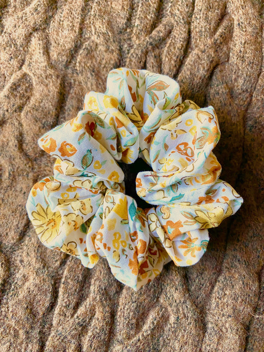 Cute fall floral cotton medium scrunchie