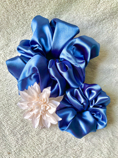 Blue Satin, XL Scrunchie