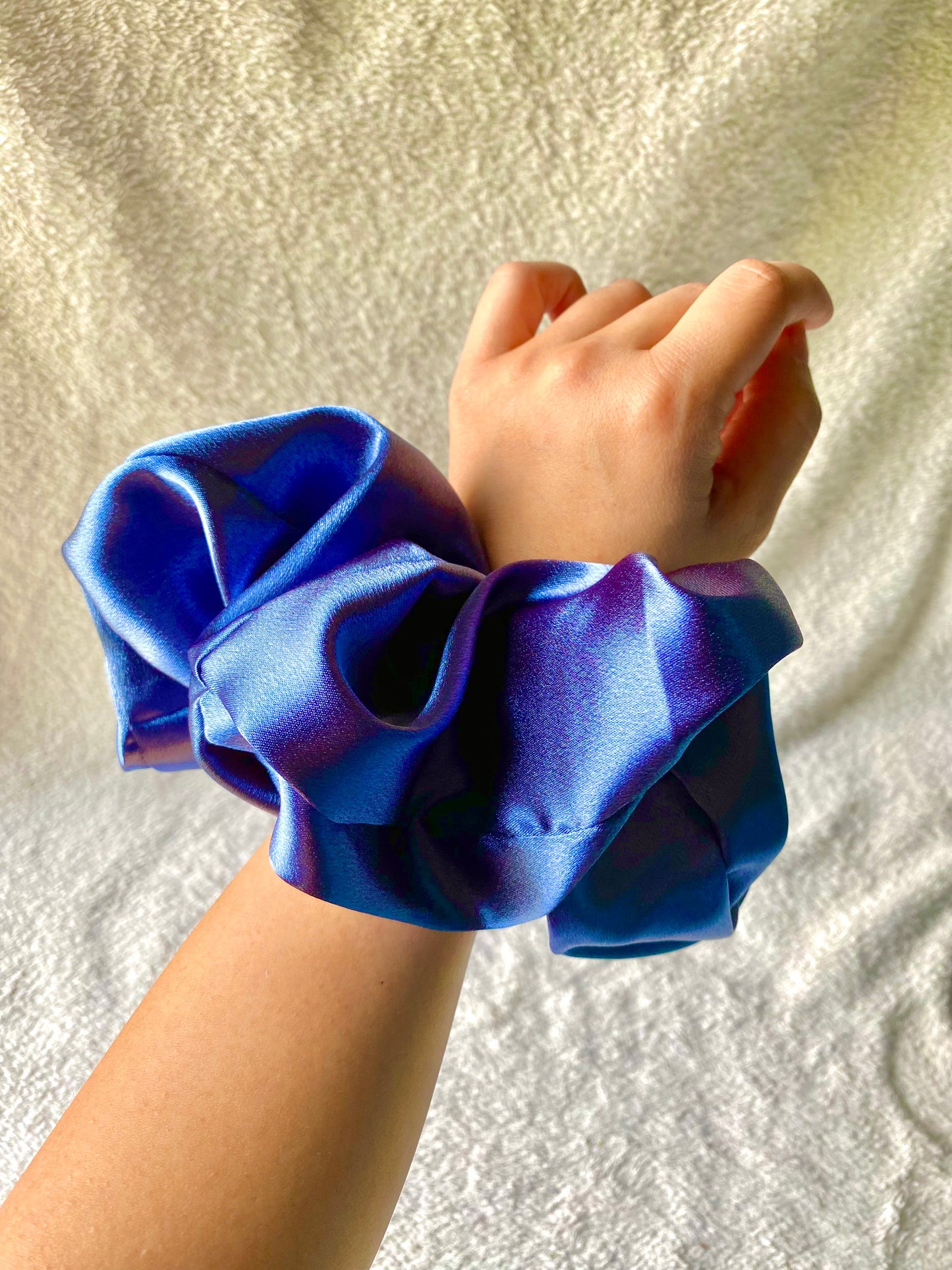 Blue Satin, XL Scrunchie