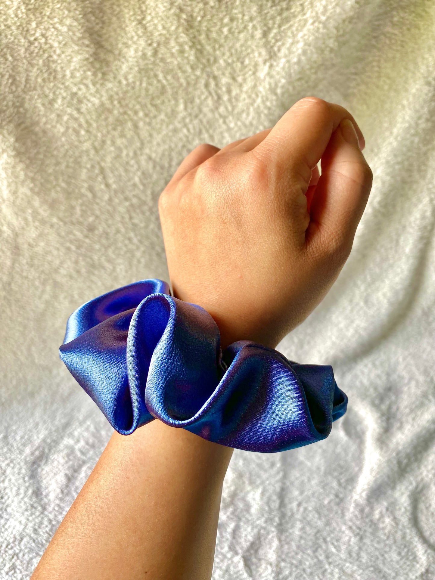 Blue Satin, M Scrunchie