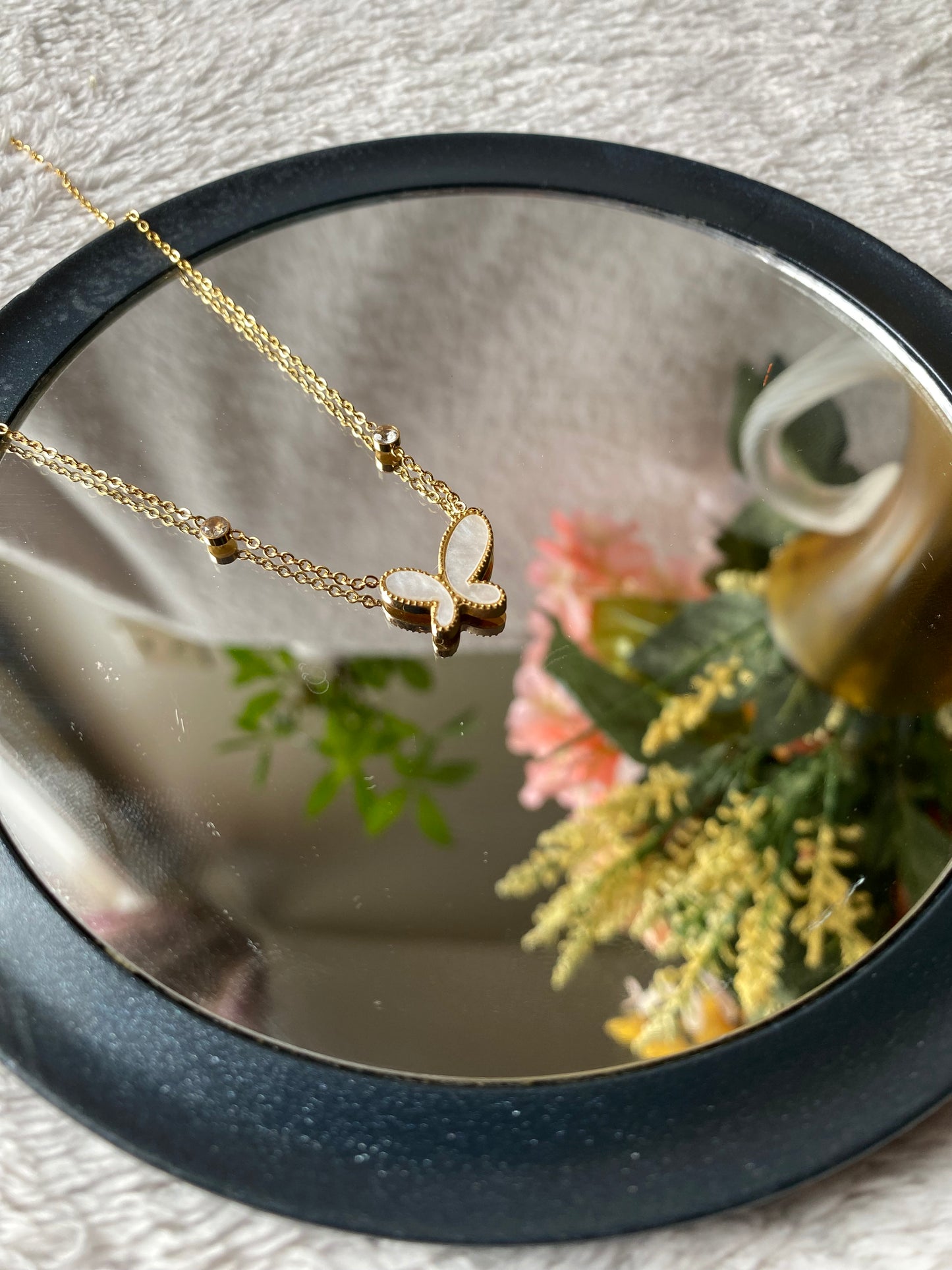 White Butterfly Necklace